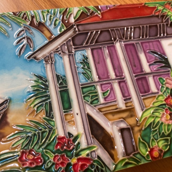 PING Artist Nautical Tropical Floral Ceramic Tile Art, Textured - Picture 4 of 9